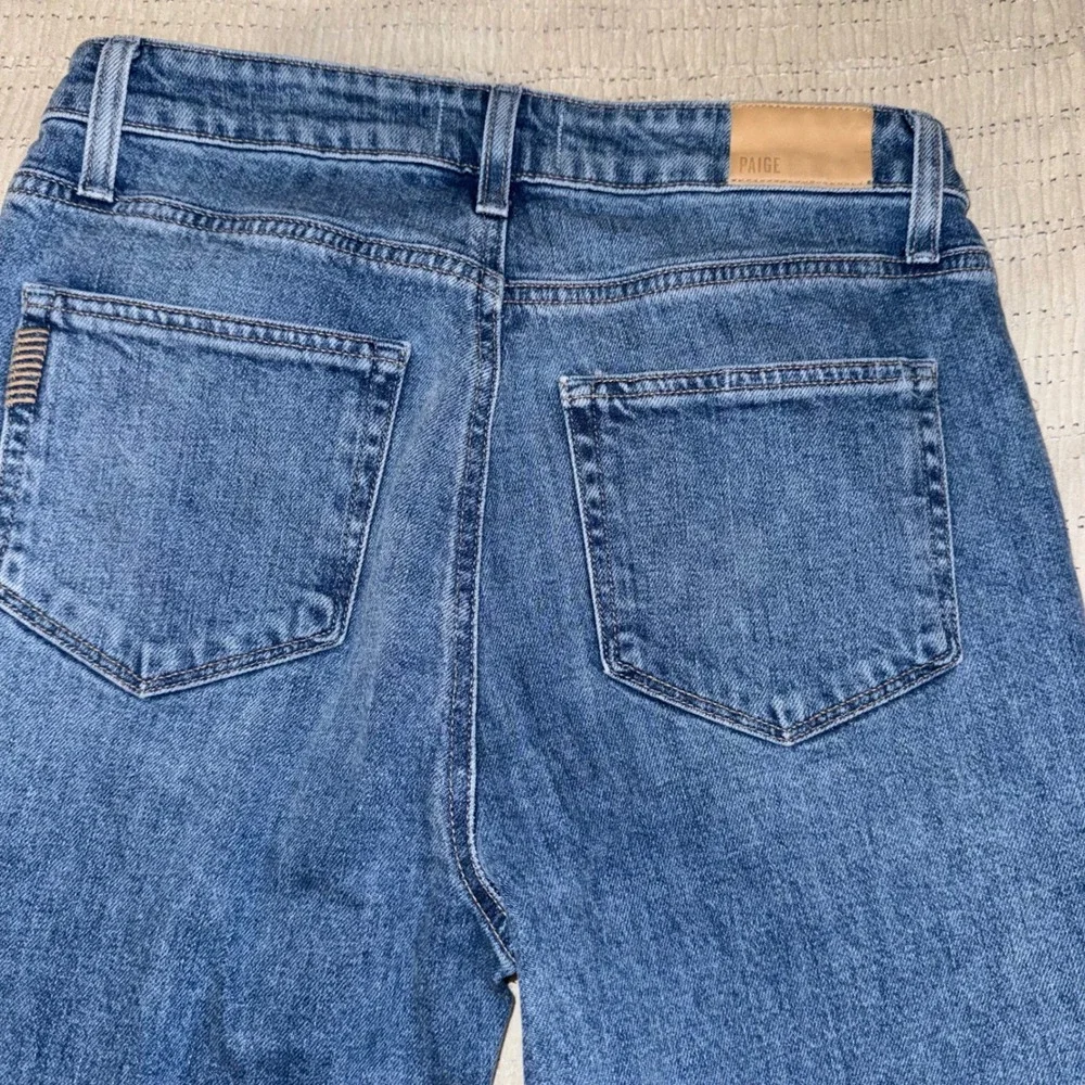 PAIGE‎ Sarah Slim High Rise Button Fly Raw Hem Jeans Blue Size 28